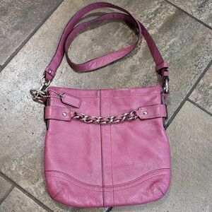 Coach Abby Pebbled Leather Duffle Crossbody Shoulder Bag Vibrant Pink